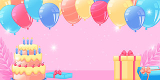 粉色生日快乐气球活动展板背景